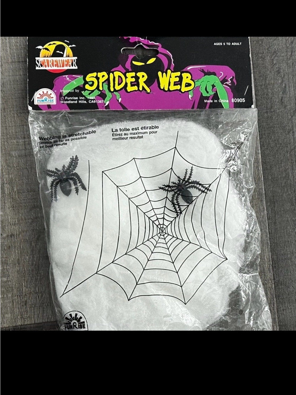 💞 New Halloween Fake Spider Web with 2 Black Spiders Holiday Decoration
